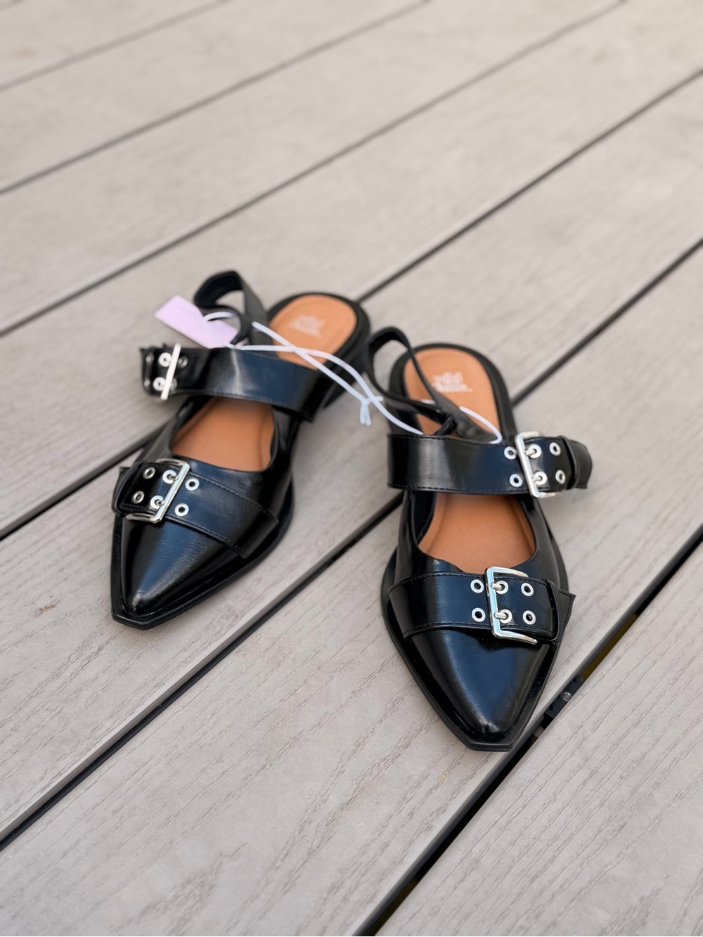wild fable Black Pointed Buckle Slingback Flats